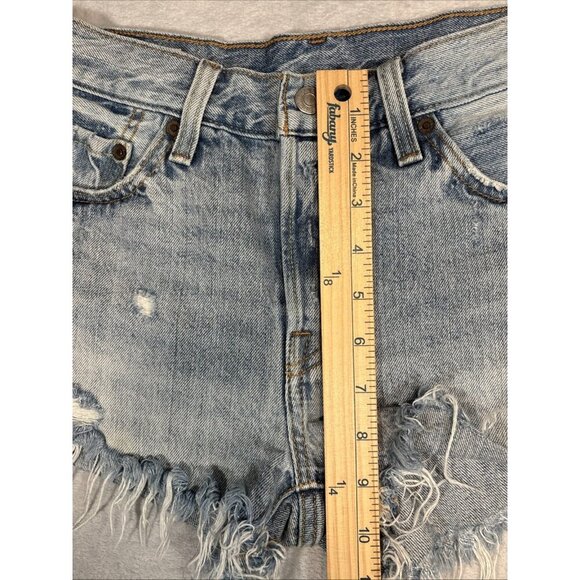 Levis 501 Cutoff Shorts Women's 27 Blue Lightwash Denim Button Fly Red Tab - Picture 5 of 10